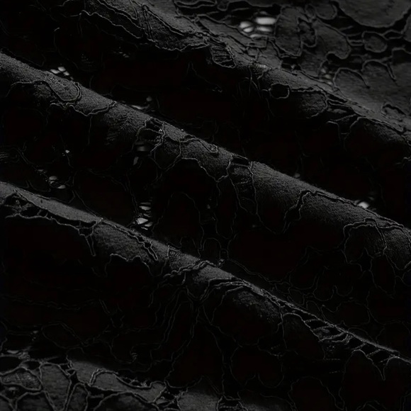 Zipper Lace Cami Dress Black Sexy Sleeveless Scallop Trim Split - Picture 7 of 7